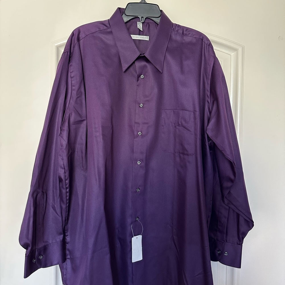 Geoffrey Beene men’s long sleeve dress shirt, purple 18 1/2, 34/35, NWT